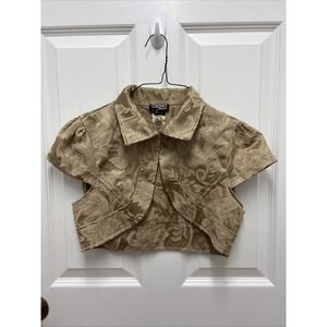 XOXO Collection Gold Brocade Bolero Jacket Women's Size L Short Sleeve